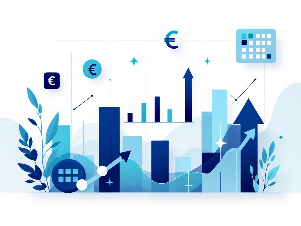 Professionele dashboard met blauwe grafieken, calculators en euro-symbolen voor recruitment data-analyse