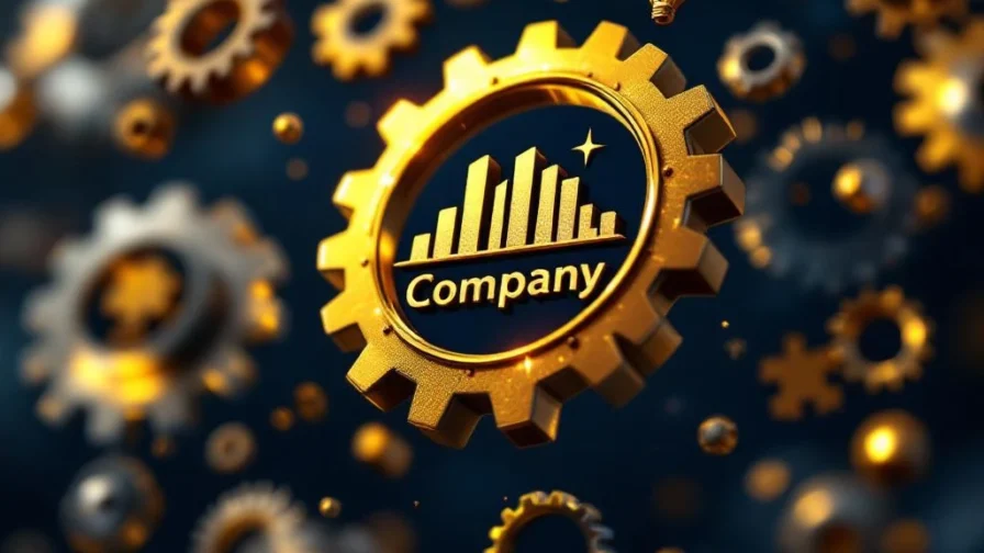 Gouden tandwielen met talent iconen zweven tegen donkerblauwe achtergrond, symboliseren precisie en verbinding