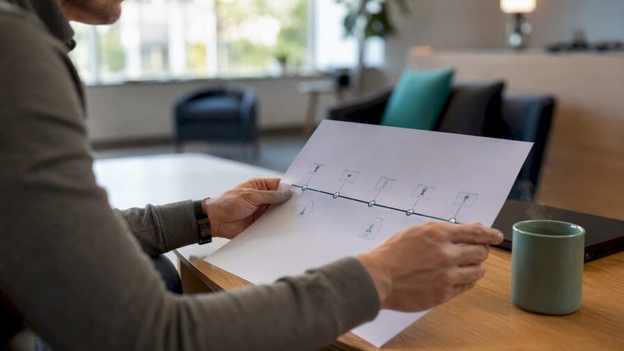 Kandidaat bekijkt het tijdspad van de sollicitatieprocedure