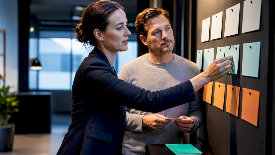 Recruiter en hiring manager stemmen wervingsproces af