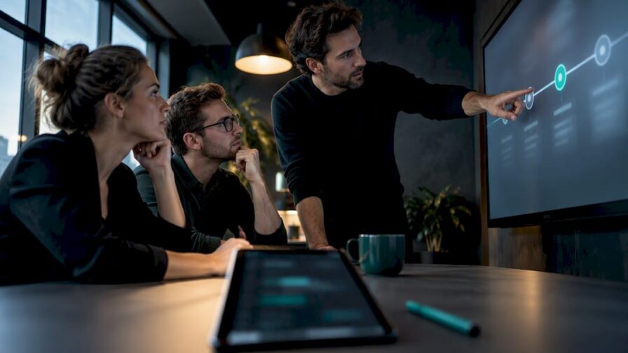 Team bespreekt planning voor marketingwerving