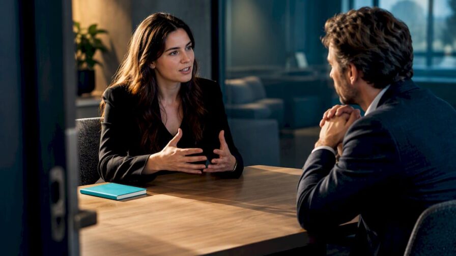 Mentor bespreekt het klantgesprek met de accountmanager