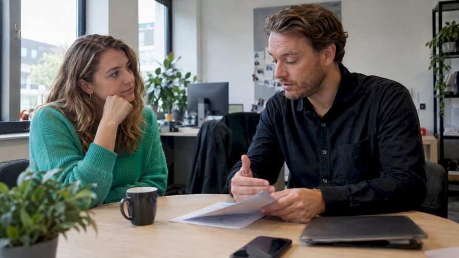 HR-manager bespreekt het jobaanbod met de kandidaat