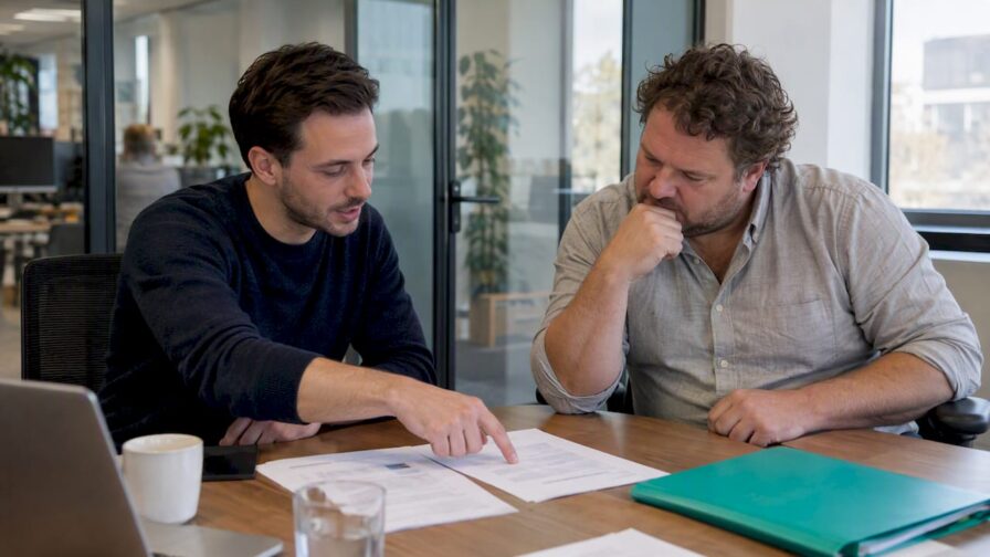 Recruiter en manager praten over het functieprofiel